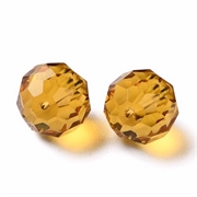 Krystalglas perle. Multi facetteret. 10 mm. Rav.